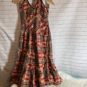 Free People Mad About Madras Plaid Halter Dress
